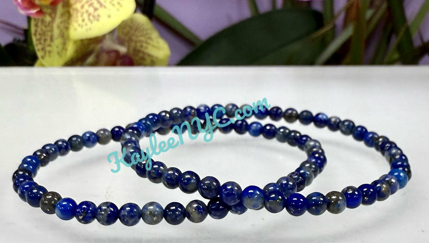 Wholesale 6 Pcs Natural Lapis Lazuli 4mm 7.5” Crystal Healing Stretch Bracelet