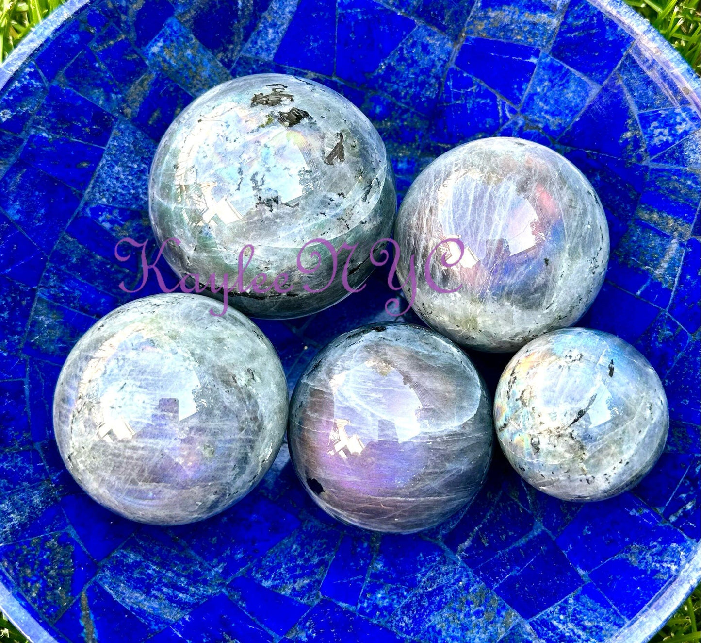 Wholesale Lot 5-6 Pcs Natural Sunset  Labradorite Sphere Crystal  Ball Nice Quality