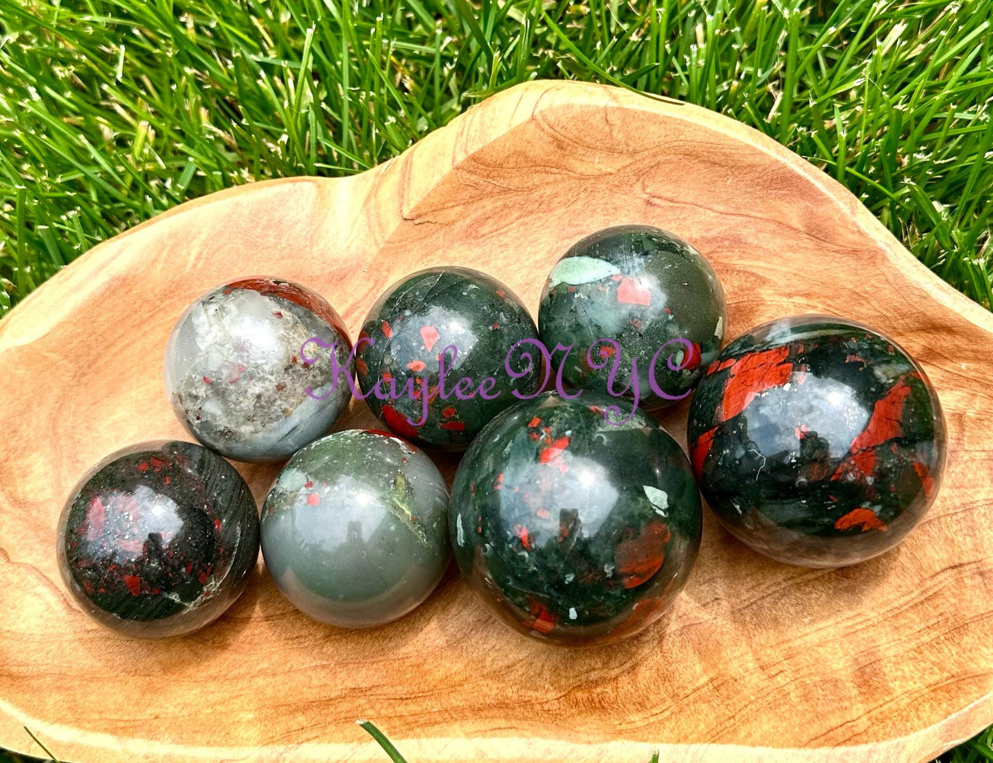 Wholesale Lot 7 Pcs Natural Bloodstone Sphere Crystal Balk Nice Quality