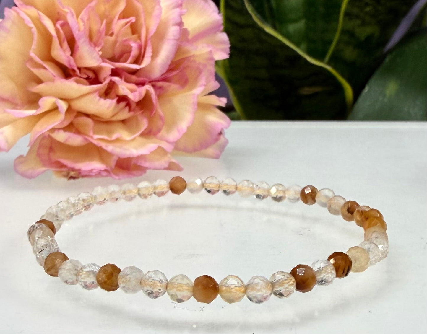 6 PCs 4mm Natural Amphibole Quartz Stretch Bracelet 7.5”