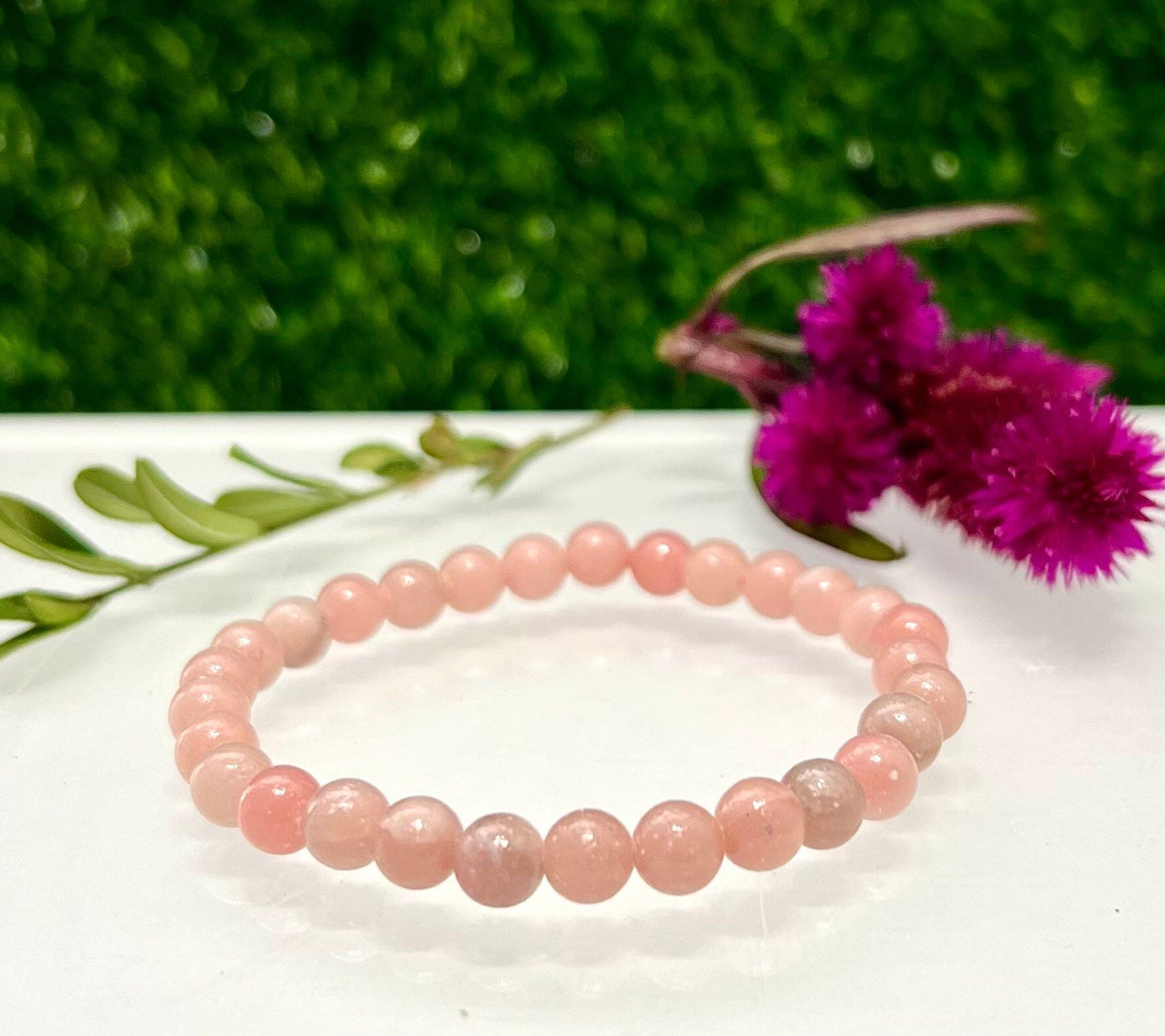 Wholesale 6 Pcs Natural Pink Opal  6mm 7.5” Crystal Healing Stretch Bracelet