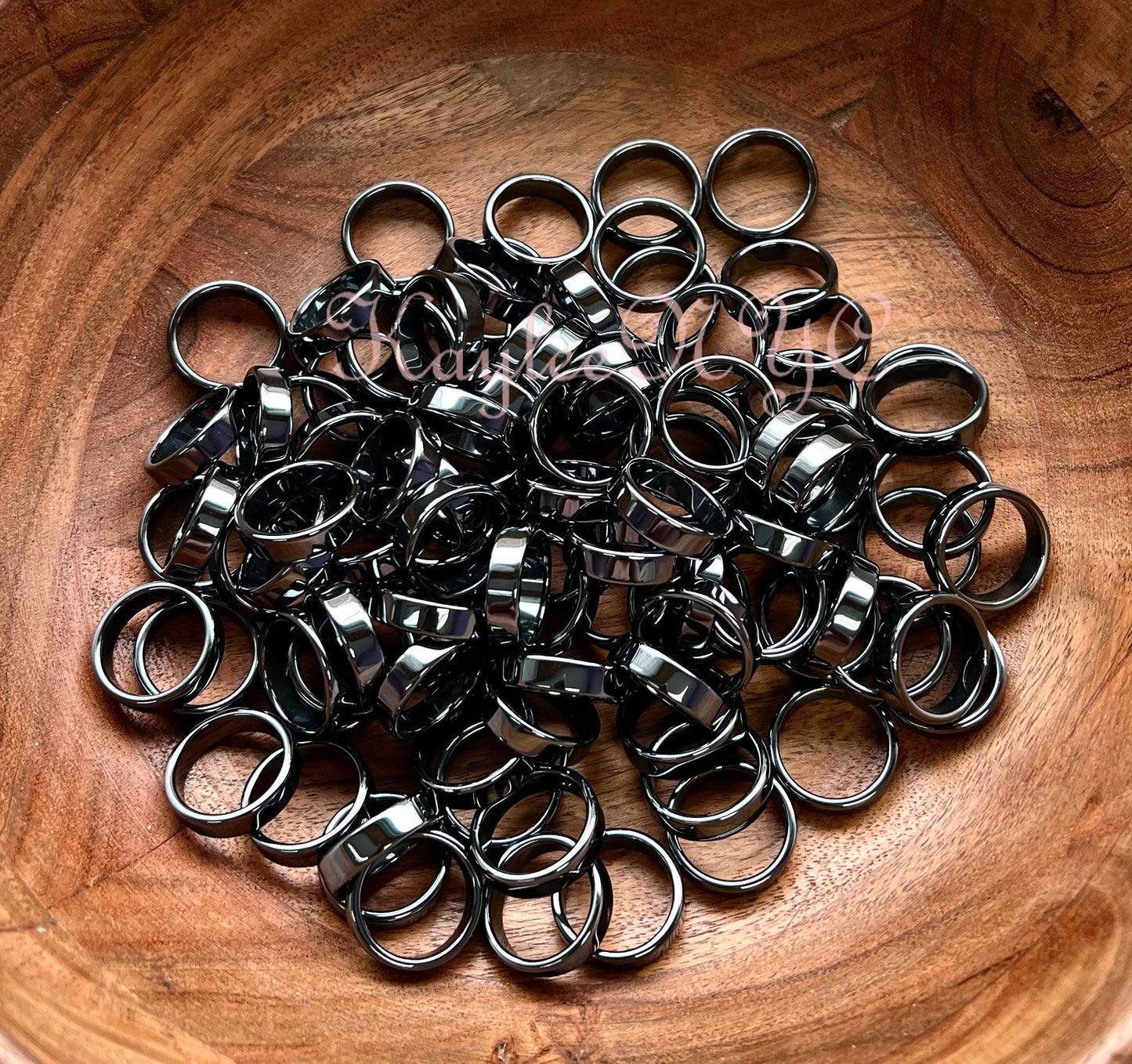 Wholesale Lot 100 pcs 6mm Natural Hematite Ring Crystal Healing Energy