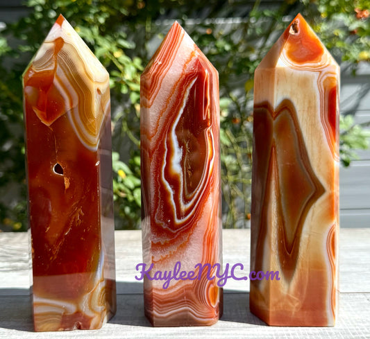 Wholesale Lot 3 pcs large Natural Carnelian obelisk Tower Point Crystal Healing Energy 4.9-5lbs