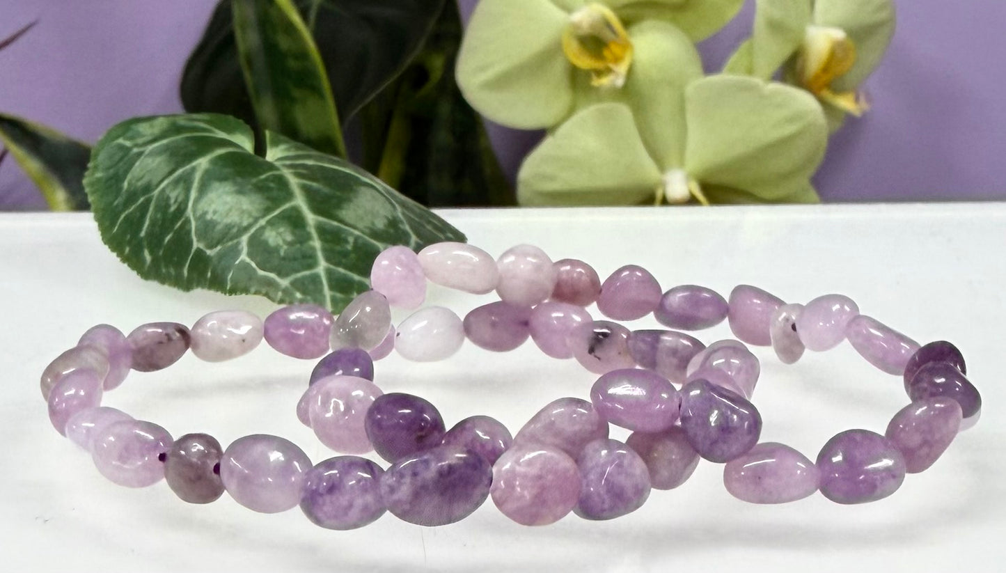 Wholesale 6 Pcs 6mm Lepidolite Natural Crystal tumble Stretch Bracelet 7.5”