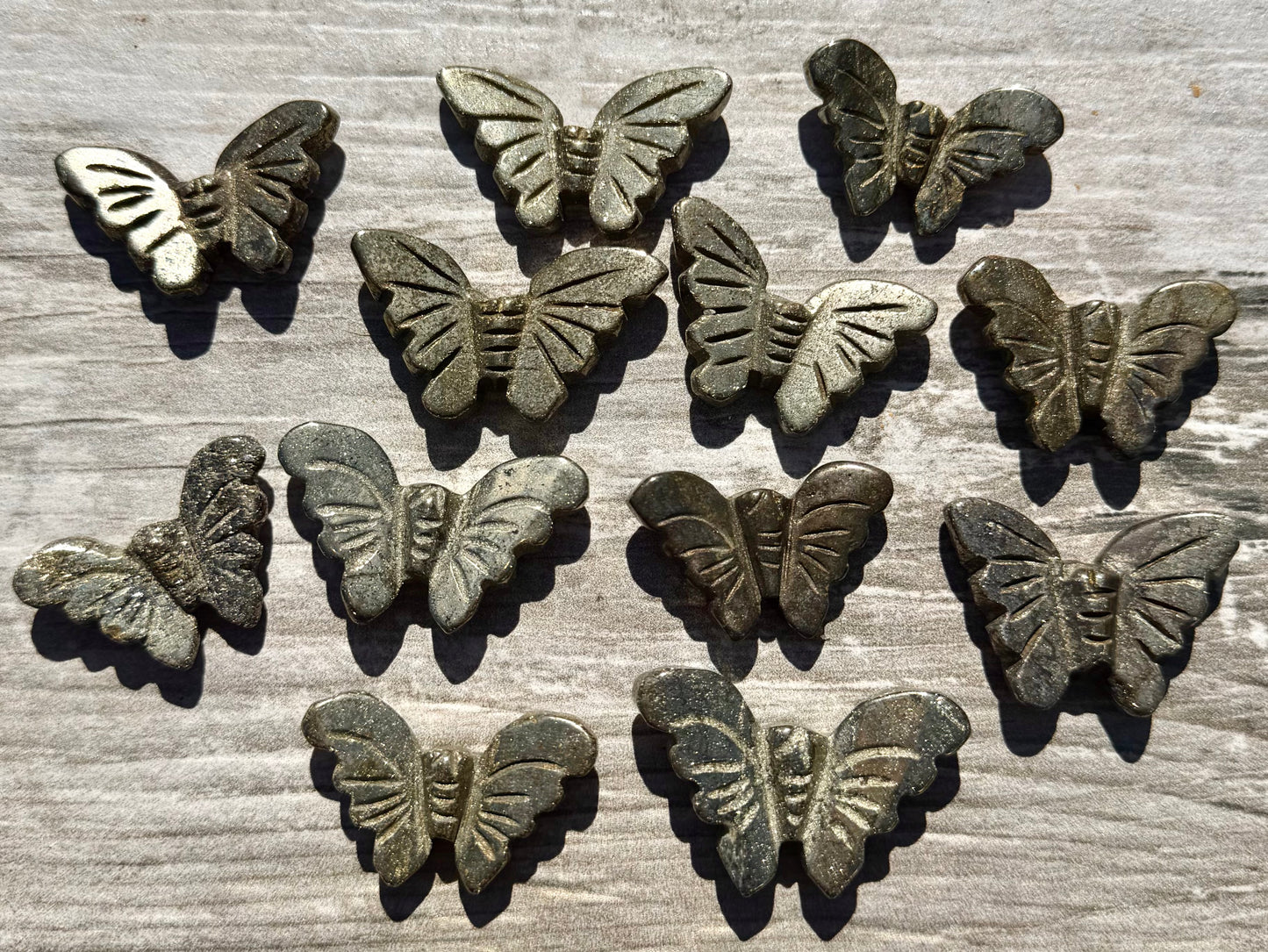 12 PCs Pyrite Butterfly Carving Natural Crystal Healing Energy