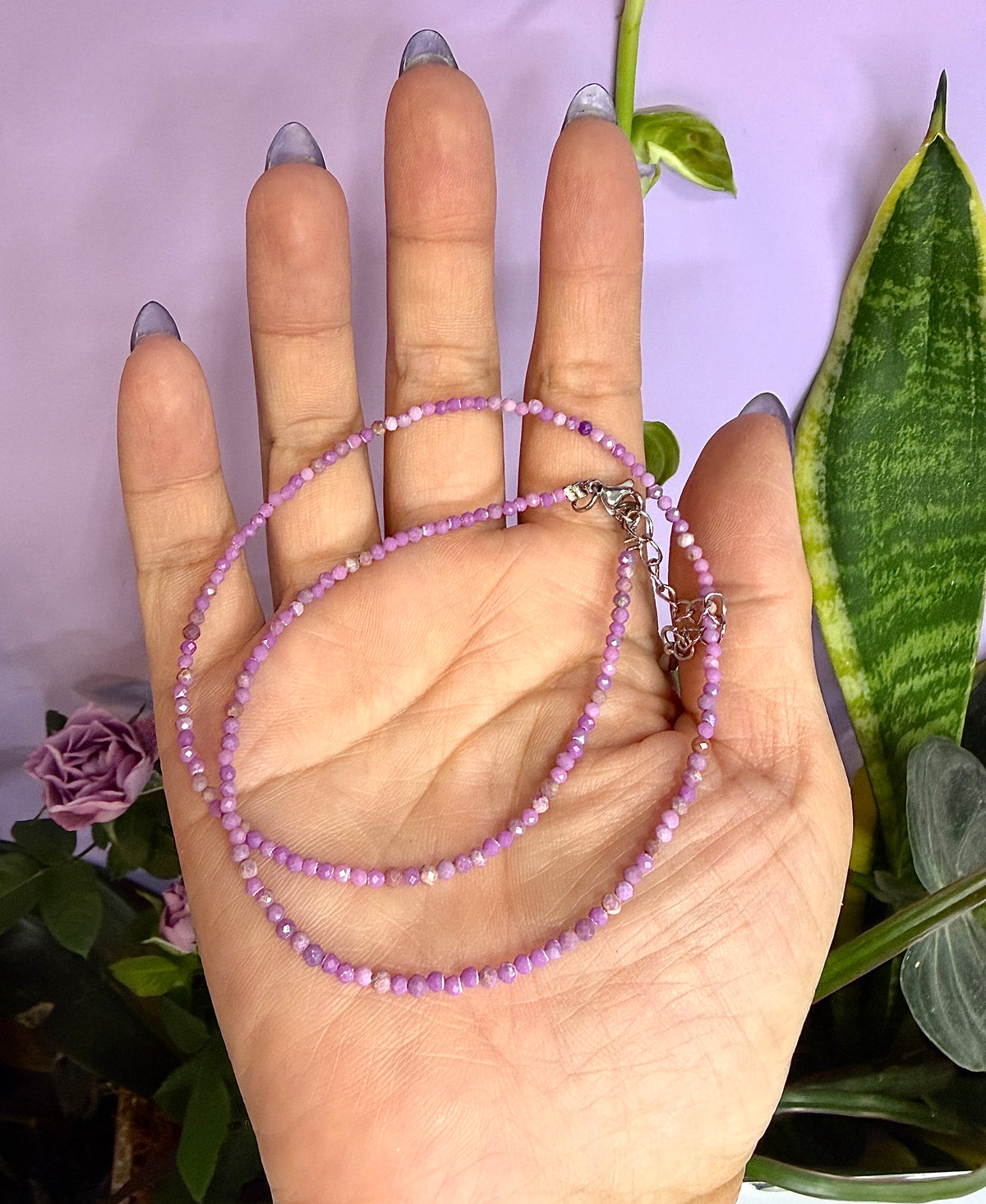 Wholesale 6 PCs 2mm Faceted Phosphosiderite Necklaces with Stainless Steel Findings