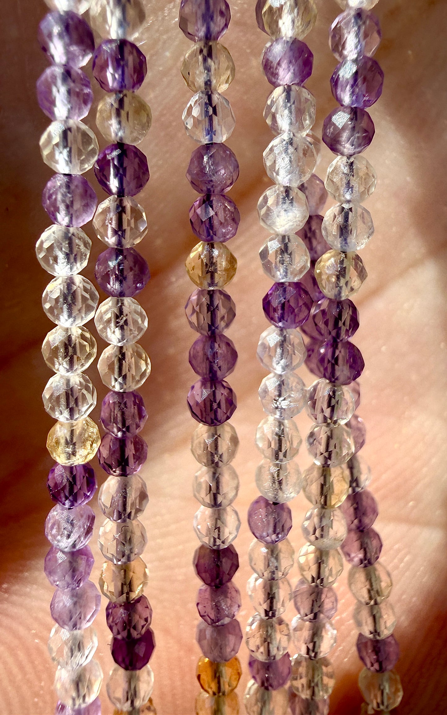 6 PCs 2mm Faceted Natural Ametrine Necklace Stainless Steel Finding