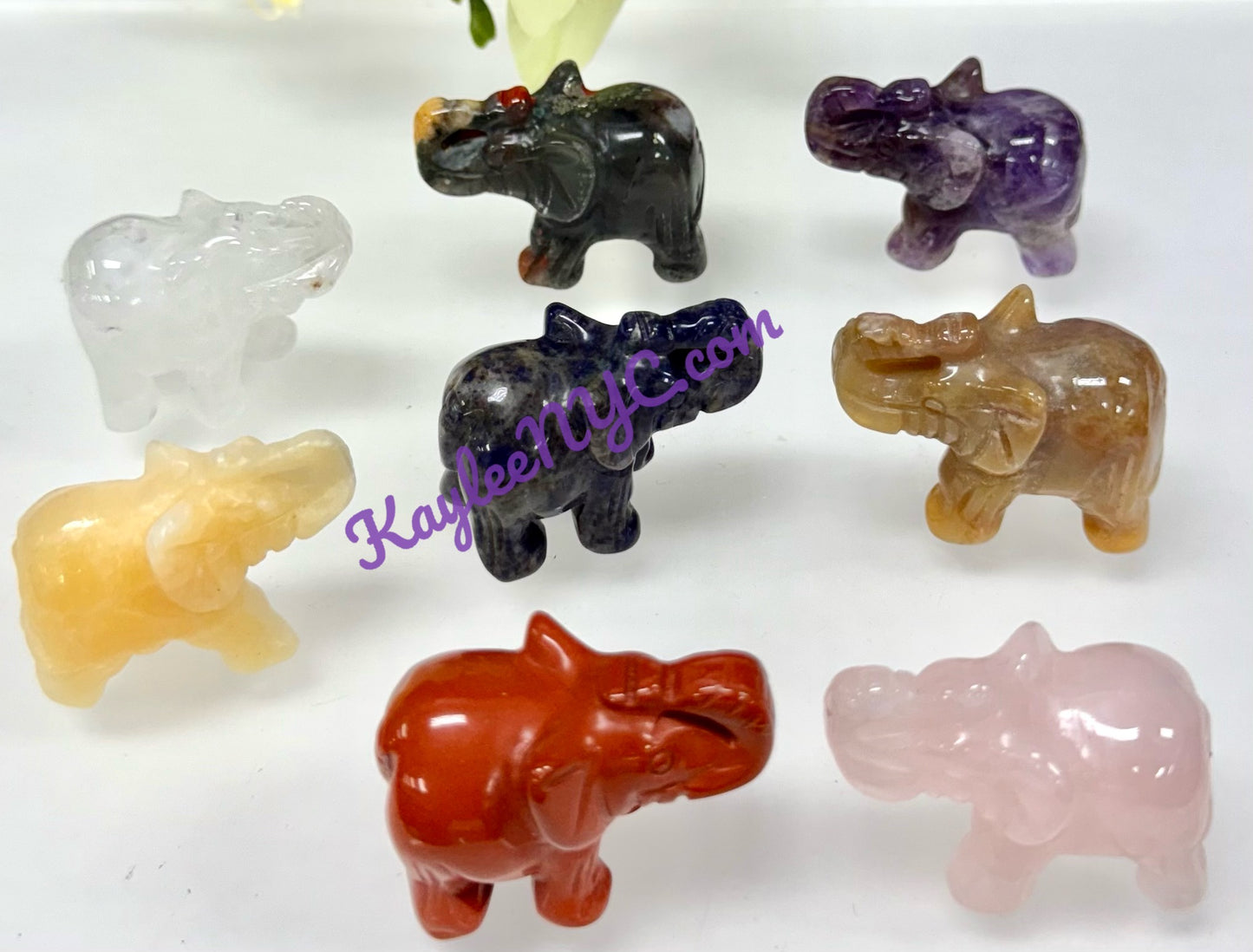 8 PCs 1.5” Mix Natural Crystal Elephant
