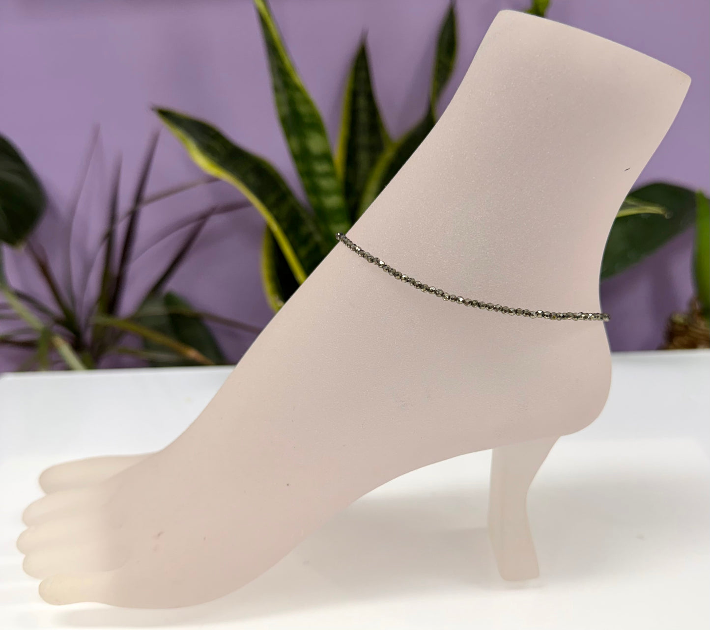 6 PCs 2mm Faceted Natural Pyrite Anklet with Stainless Steel Findings