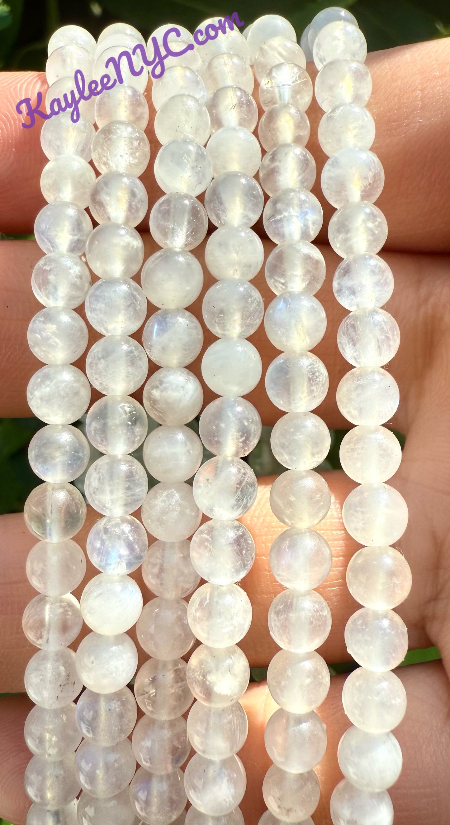 Wholesale Lot 6 Pcs Natural Moonstone 4mm 7.5” Crystal Healing Stretch Bracelet