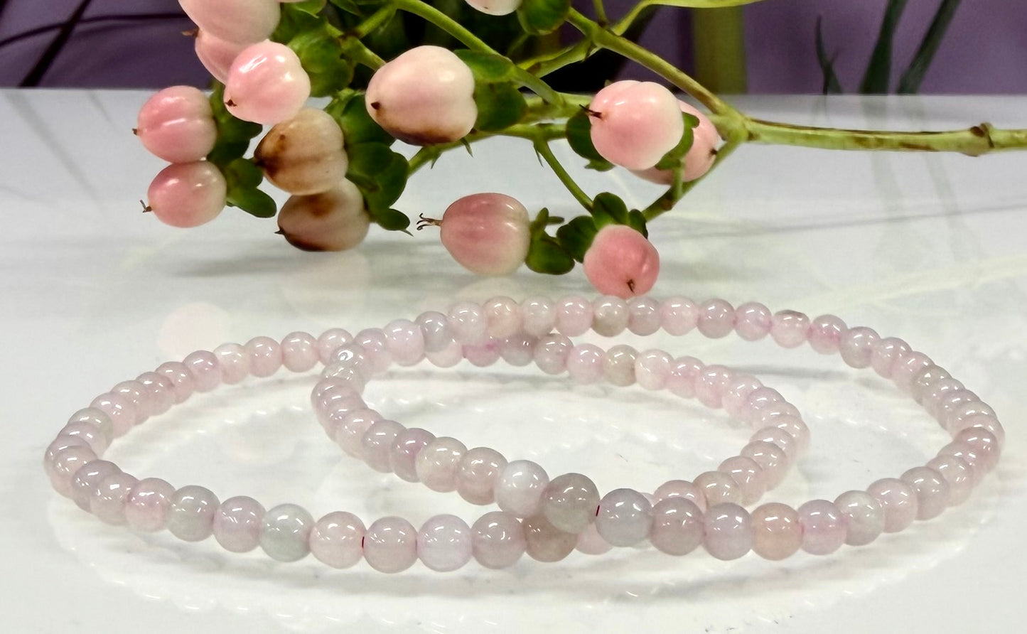 Wholesale Lot 6 Pcs Natural Pink Jade Jadeite 4mm 7.5” Crystal Healing Stretch Bracelet