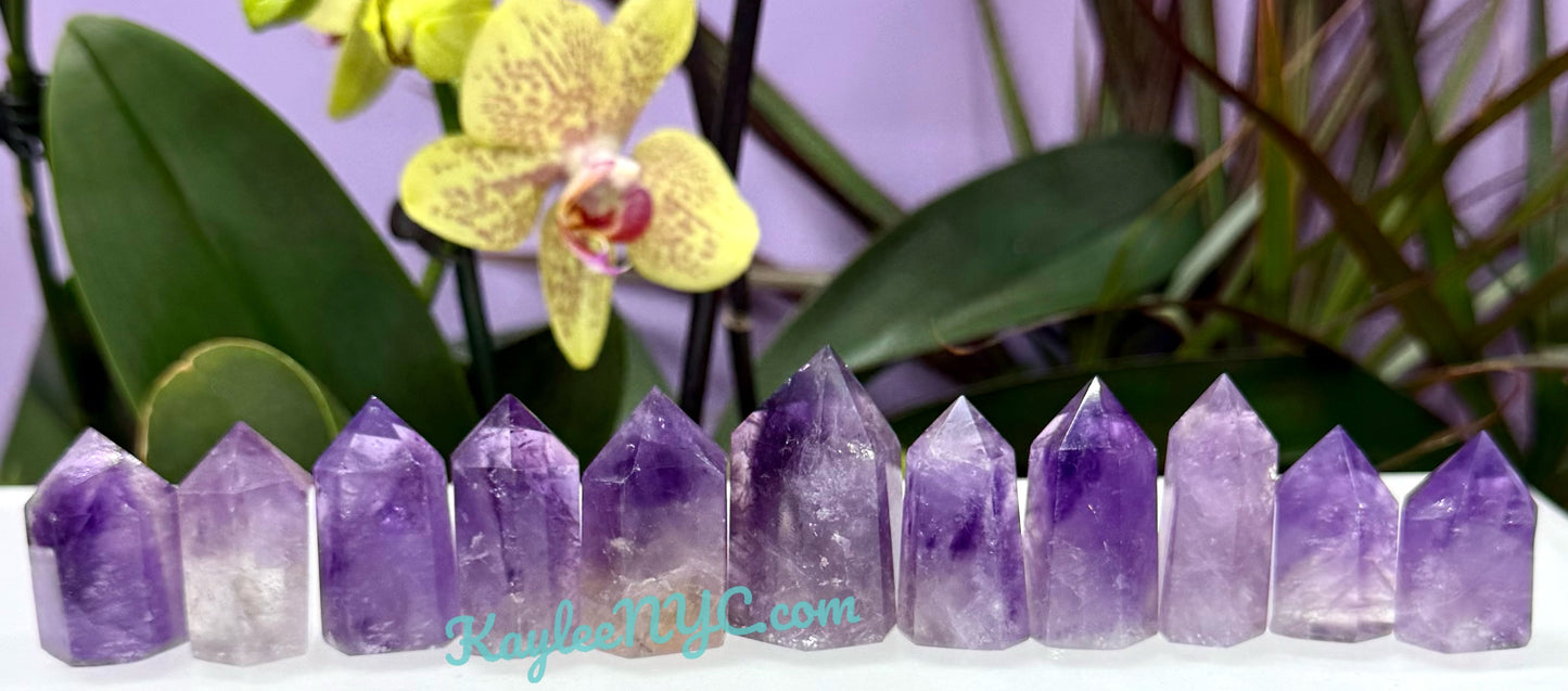 Wholesale Lot 0.5 Lb Amethyst Obelisk Tower Point Crystal Natural Energy Healing