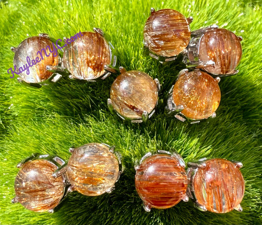 Wholesale Lot 5 Pairs Natural Rutilated Quartz Sterling Silver(925) Earring Studs 7mm round