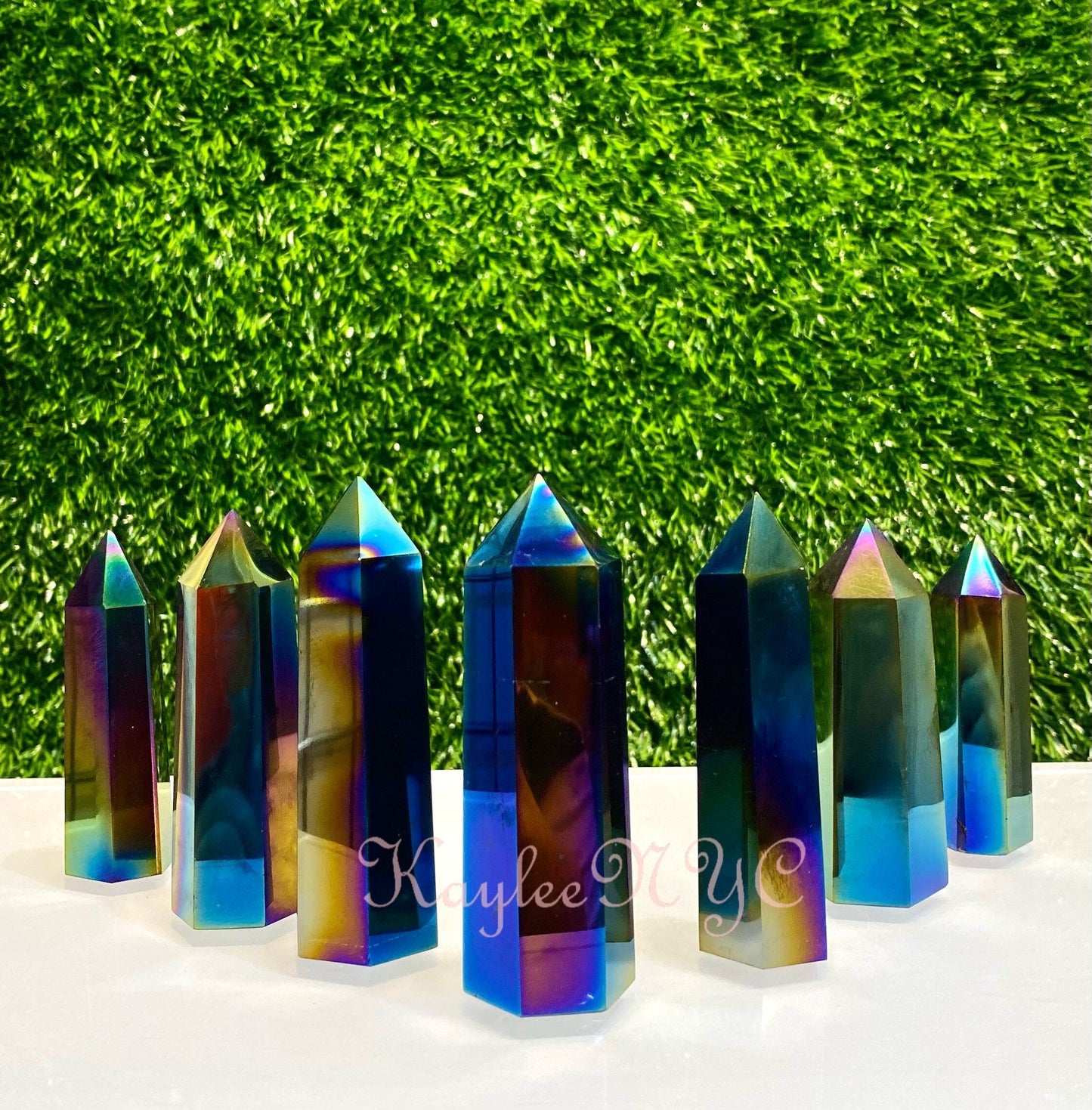 Wholesale Lot 1 lb Titanium Obsidian Tower Obelisk Point Wand Crystal Energy Healing