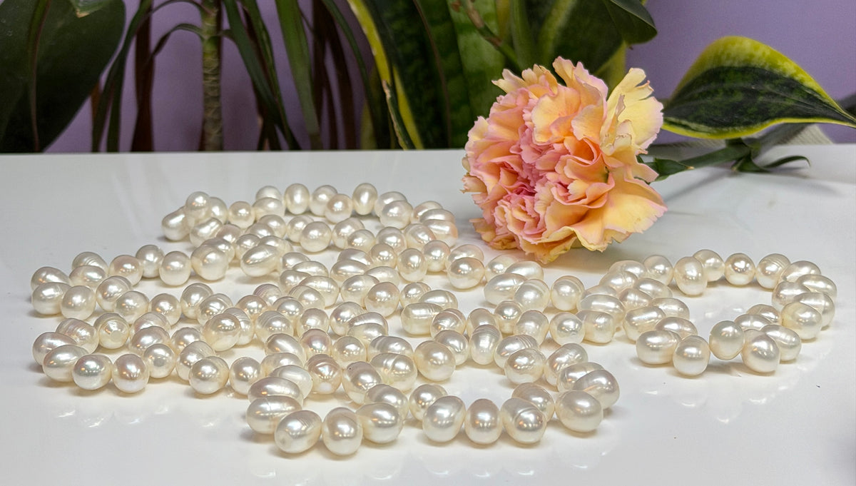 Wholesale 6 Pcs 8x12mmNatural Freshwater Pearl Healing Stretch Bracelet 7.3”