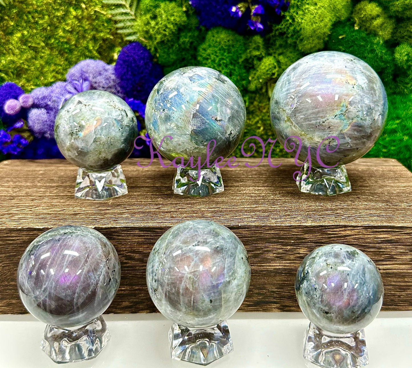 Wholesale Lot 5-6 Pcs Natural Sunset  Labradorite Sphere Crystal  Ball Nice Quality