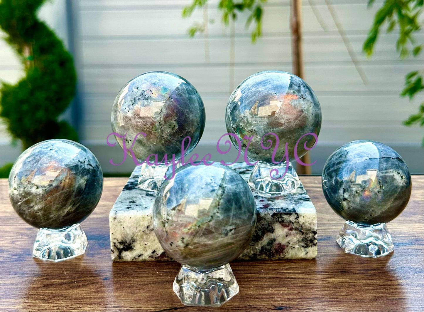 Wholesale Lot 5-6 Pcs Natural Sunset  Labradorite Sphere Crystal  Ball Nice Quality