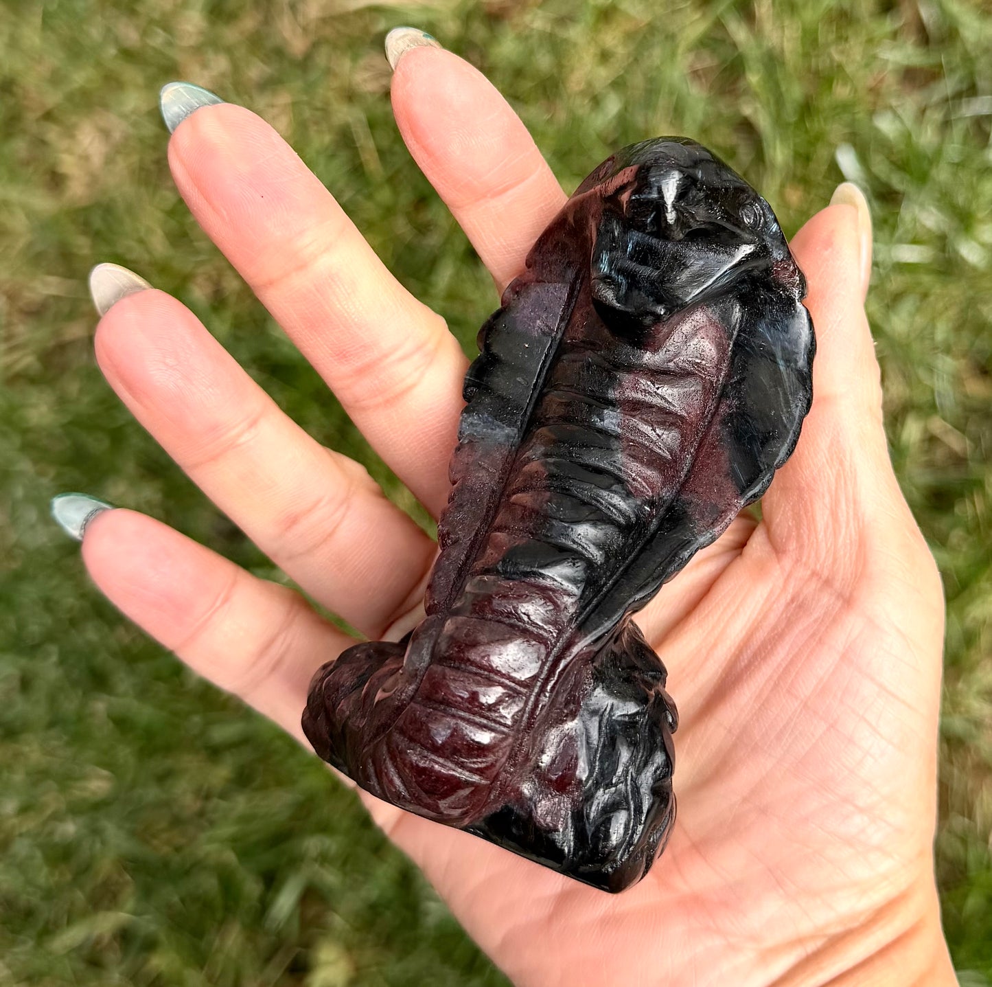 4 PCs Natural Garnet Astrophyllite / Arfvedsonite Coba Snake Crystal healing energy