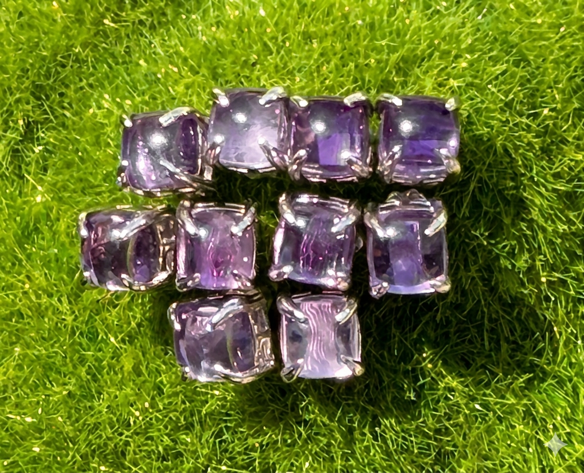 Wholesale Lot 5 Pairs Natural Amethyst Sterling Silver (925) Posts