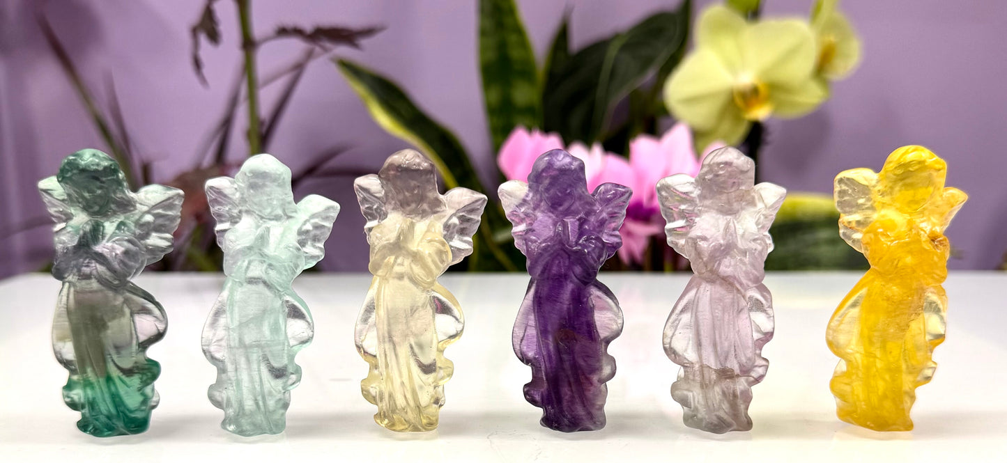 Wholesale Lot 6 PCs Natural Fluorite Angels Crystal Healing Energy