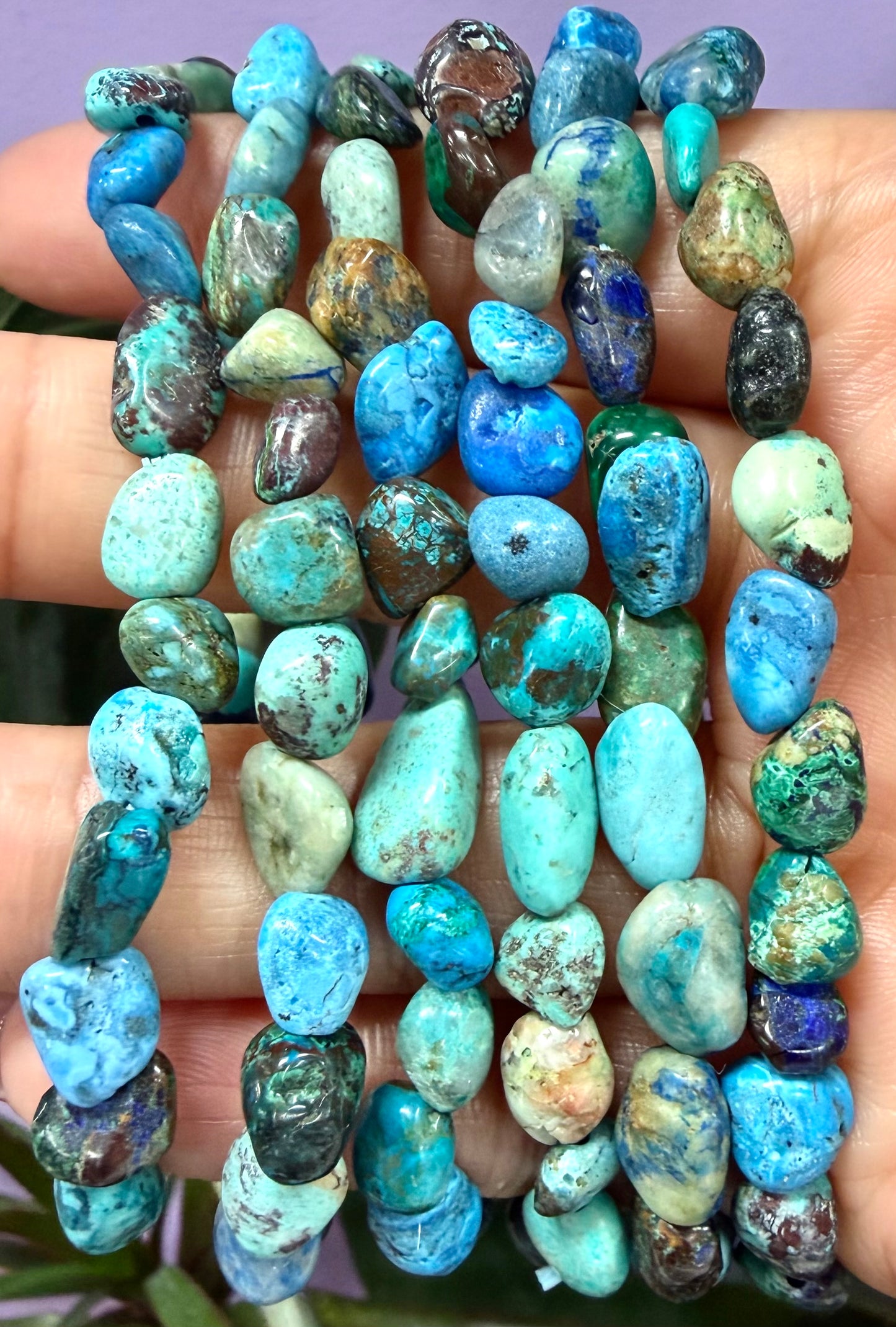 Wholesale 6 Pcs ~7mm Blue Opal Natural Crystal tumble Stretch Bracelet 7.5”