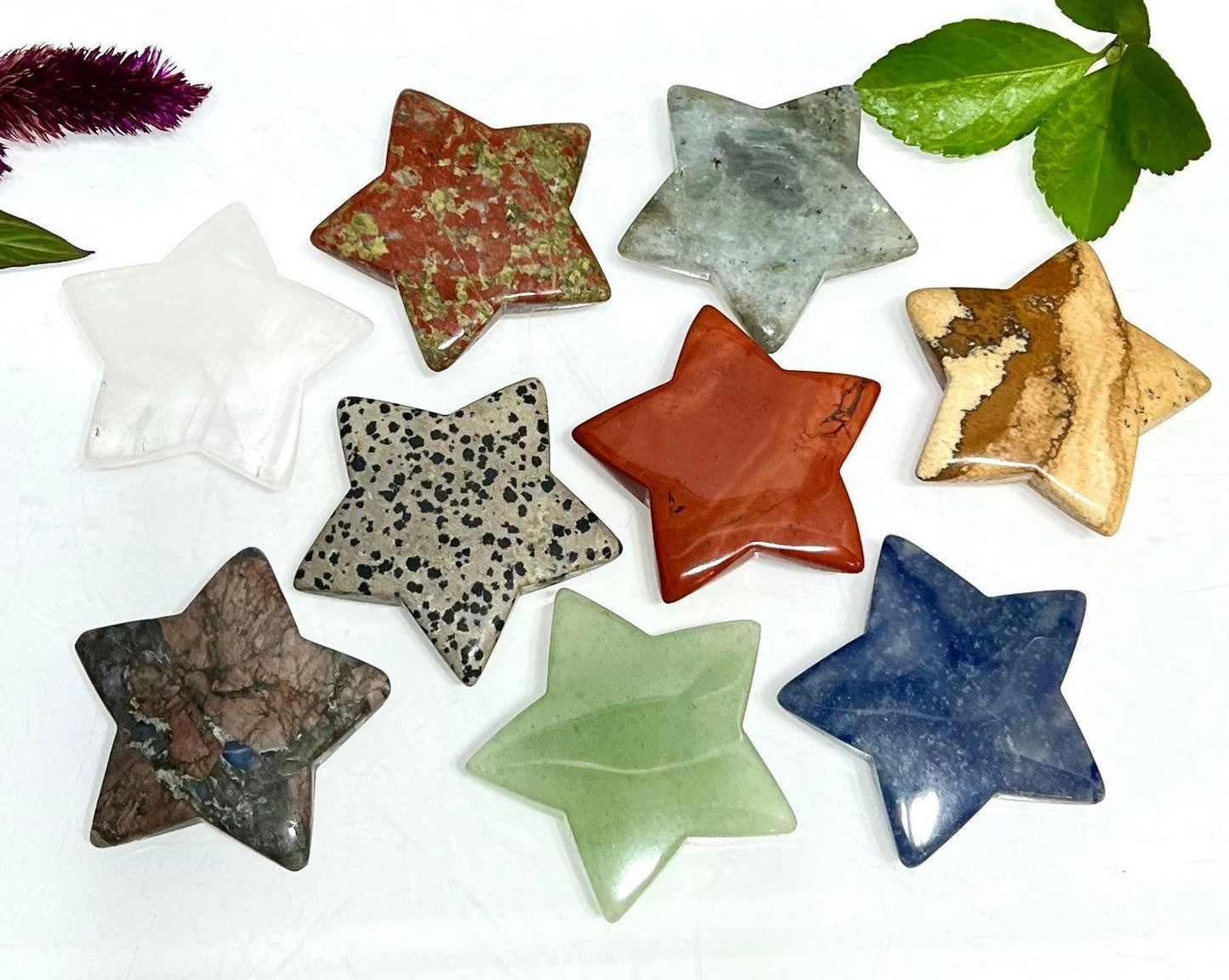 Wholesale Lot 9 Pcs 2” Natural mix Crystal Stars Nice Quality Crystal Healing Energy