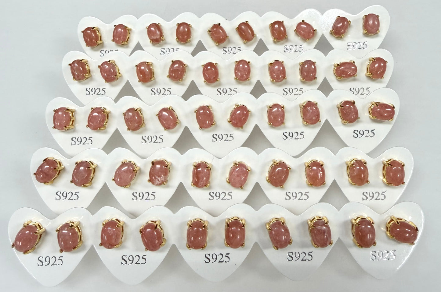 Wholesale Lot 5 Pairs Natural Rhodochrosite Sterling Silver(925) Earring Studs 6mm