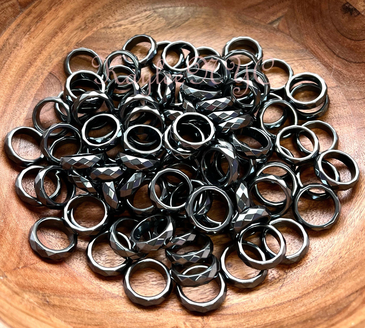 Wholesale Lot 100 pcs 6mm Natural Hematite Faceted Rings