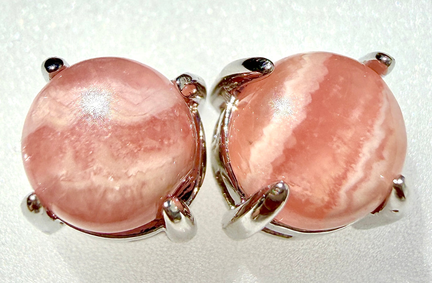 Wholesale Lot 5 Pairs Natural Rhodochrosite Stud Earrings Sterling Silver(925) 6mm