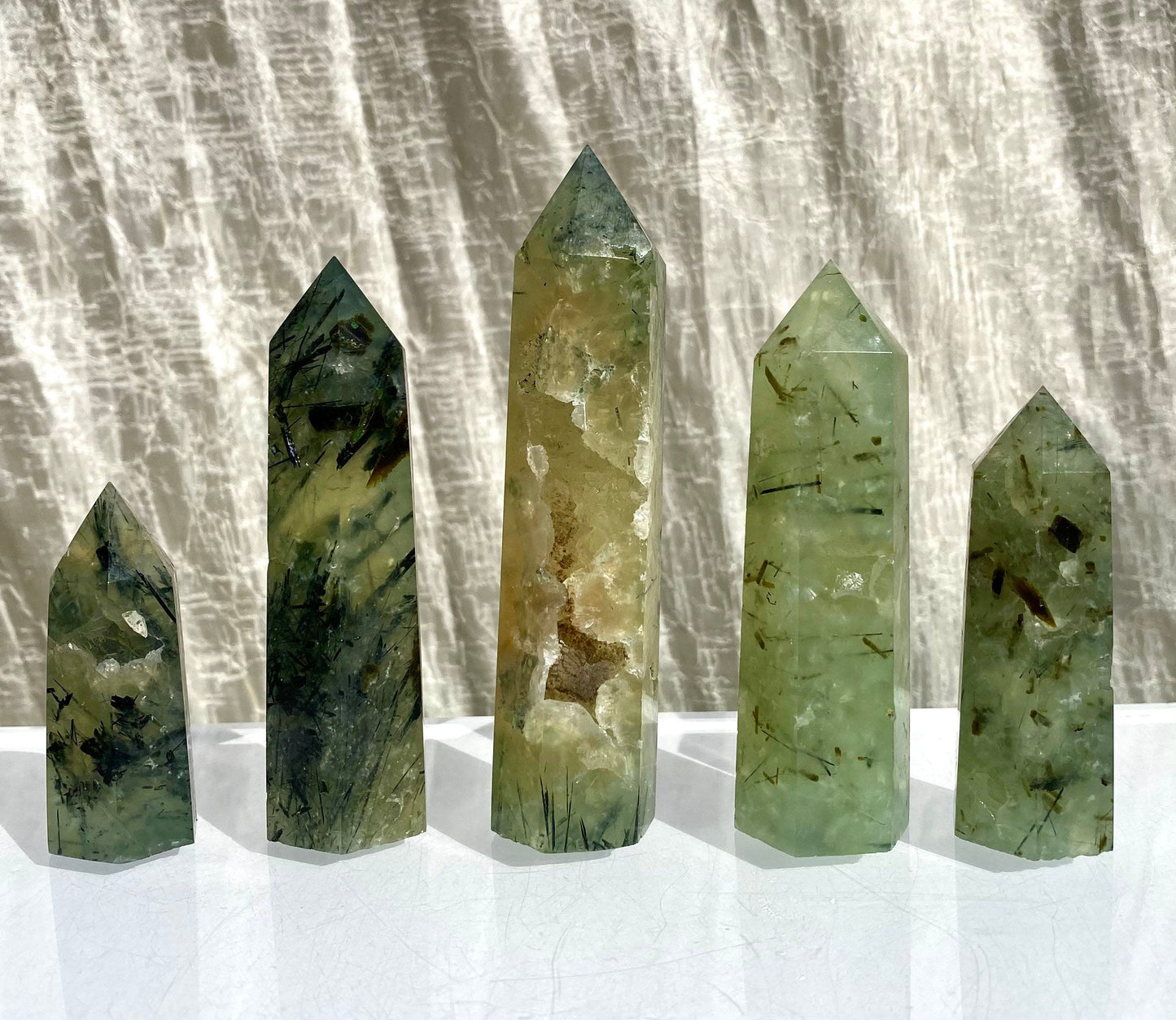 Wholesale Lot 1 lb Natural Prehnite Tower Obelisk Point Wand Crystal Energy Healing