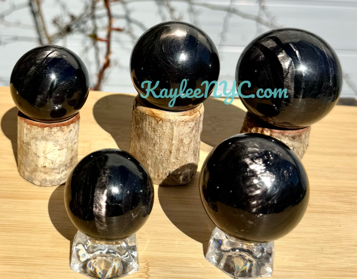 5 PCs Natural Hypersthene Sphere Healing Energy