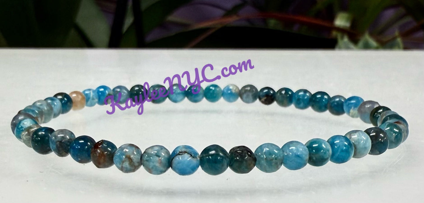 Wholesale Lot 6 Pcs Natural Apatite 4mm 7.5” Crystal Healing Stretch Bracelet