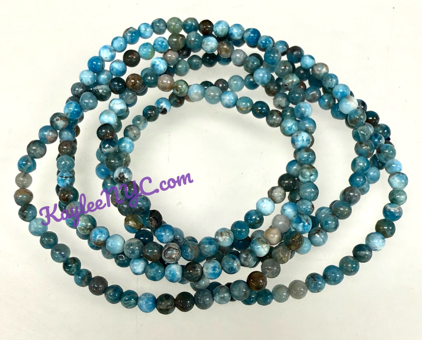 Wholesale Lot 6 Pcs Natural Apatite 4mm 7.5” Crystal Healing Stretch Bracelet