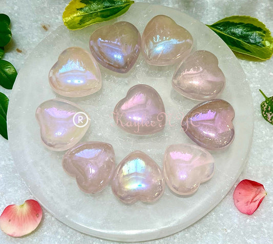 Wholesale Lot 12 Pcs 3cm Angel Aura Rose Quartz Heart Crystal Healing Energy