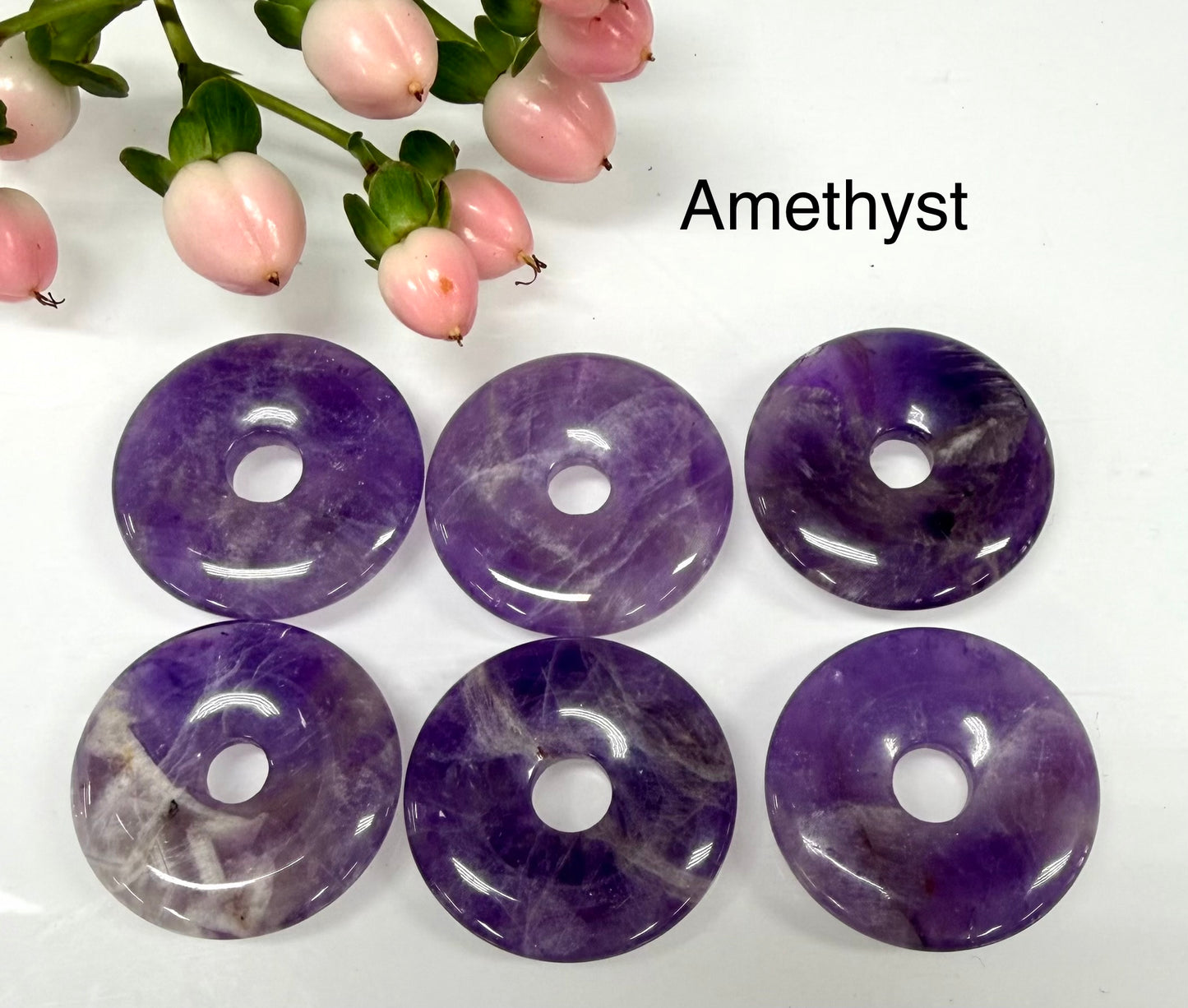 24 PCs Natural Crystal Donuts Healing Energy