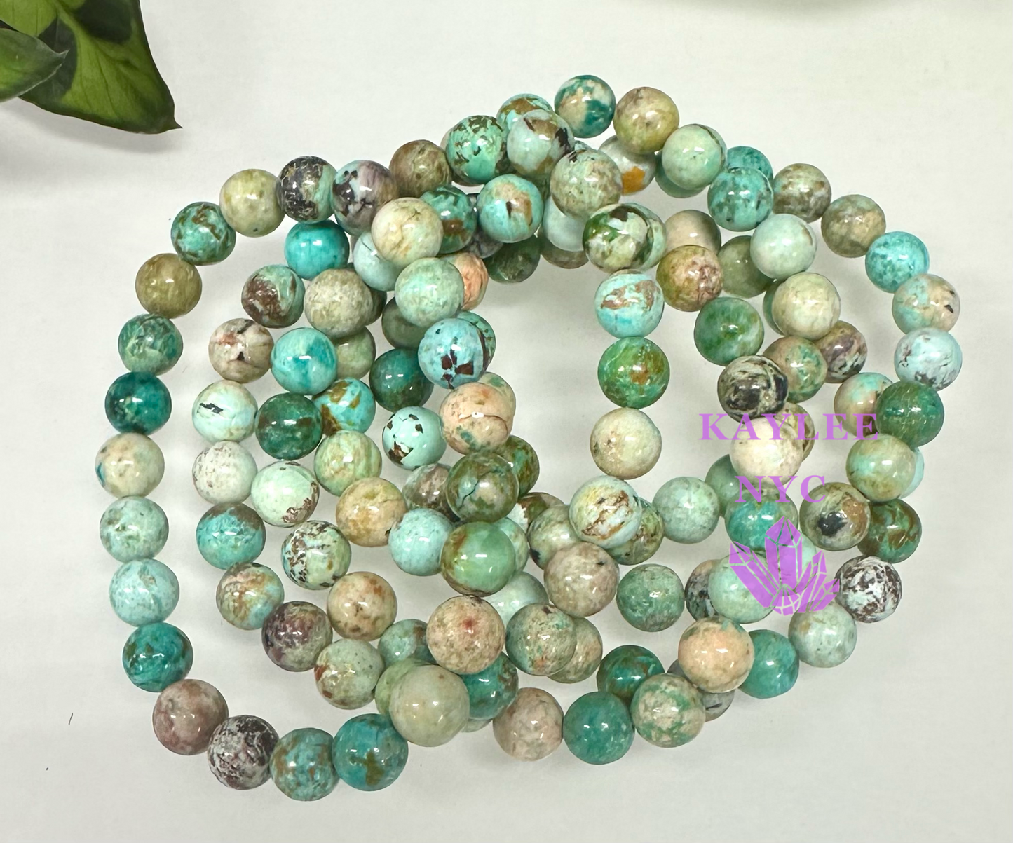 Wholesale 6 Pcs Natural Turquoise 8mm 7.5” Crystal Healing Stretch Bracelet