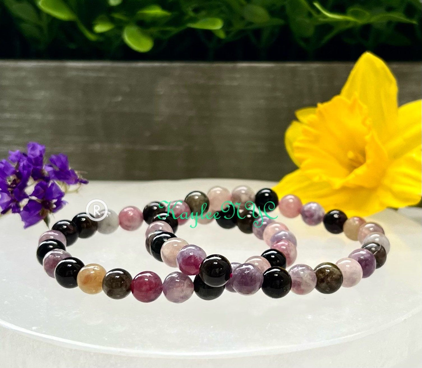 Wholesale Lot 6 Pcs Watermelon Tourmaline 8mm 7.5” Natural Stretch Bracelet