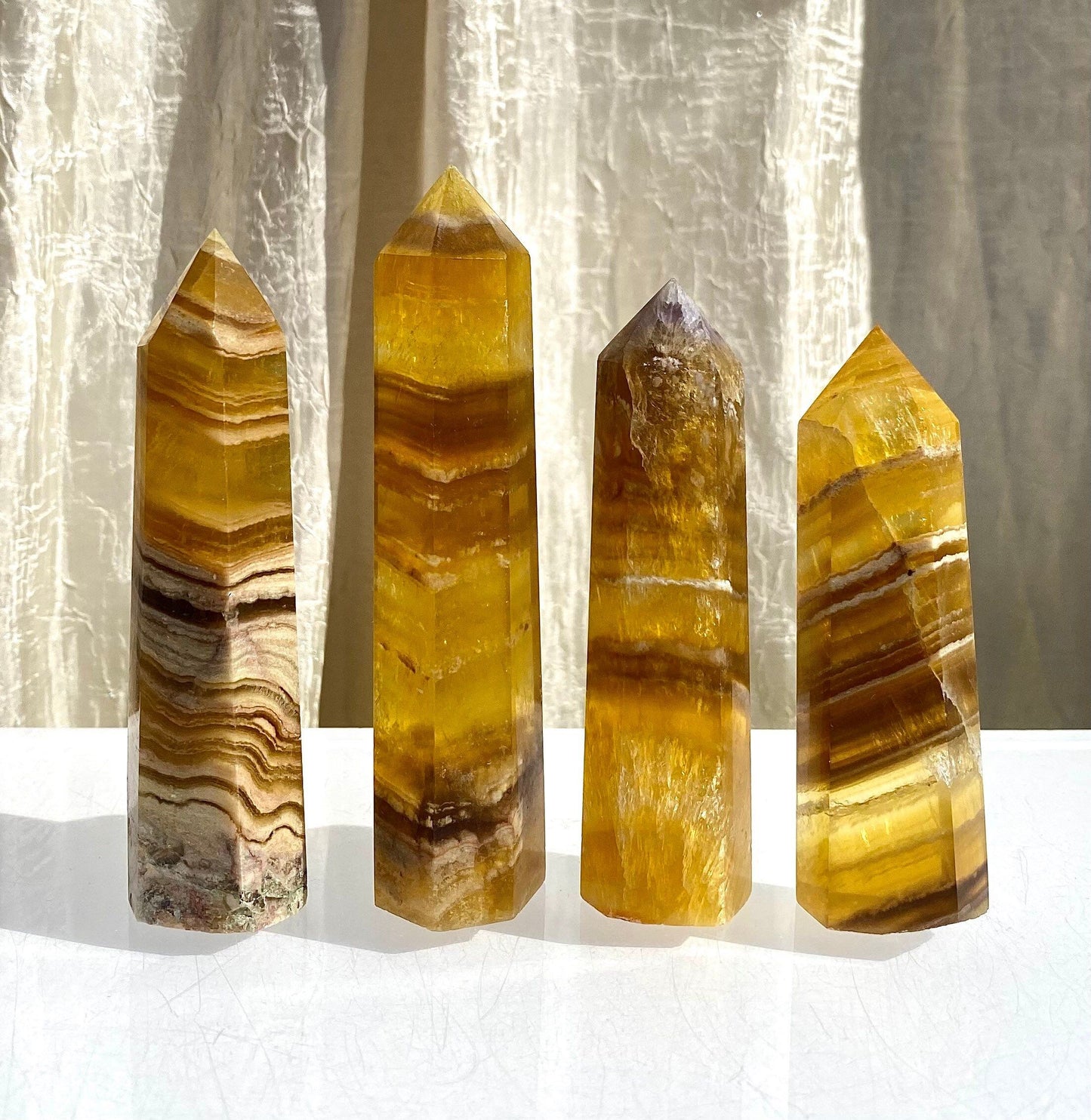 Wholesale Lot 1 Lb Yellow Fluorite Obelisk Tower Point Crystal Natural Energy