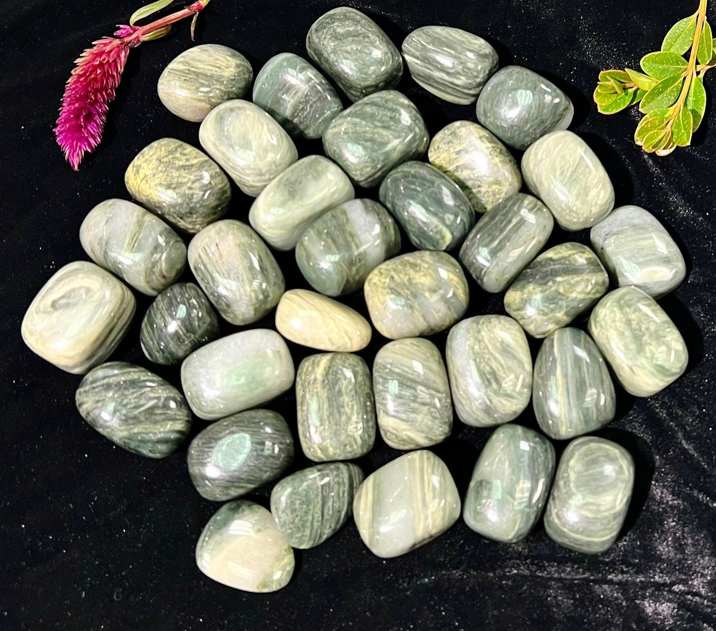 Wholesale Lot 2 lbs Natural Green Hair Jasper Tumble Crystal Nice Quality Healing Energy