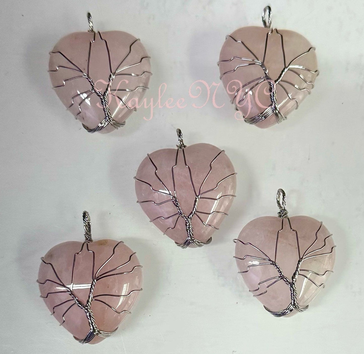 Wholesale Lot 7 Pcs Hand Wrapped Crystal Heart Pendant Crystal