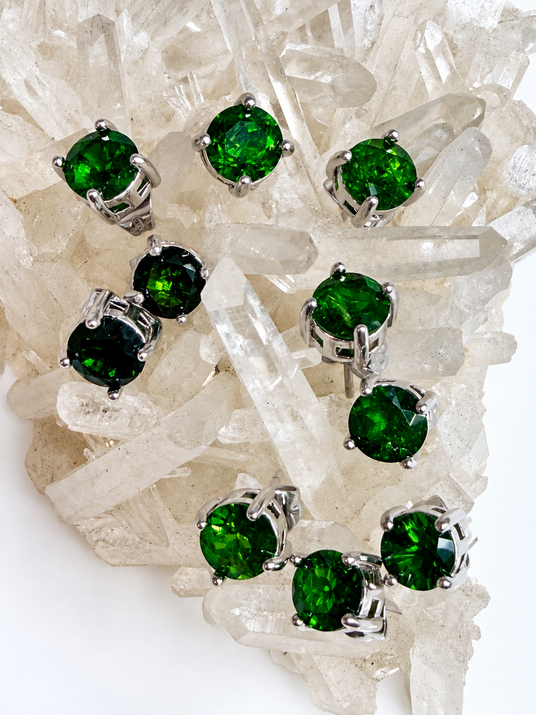 Wholesale Lot 5 Pairs Natural Diopside Sterling Silver(925) Earring Studs 6mm