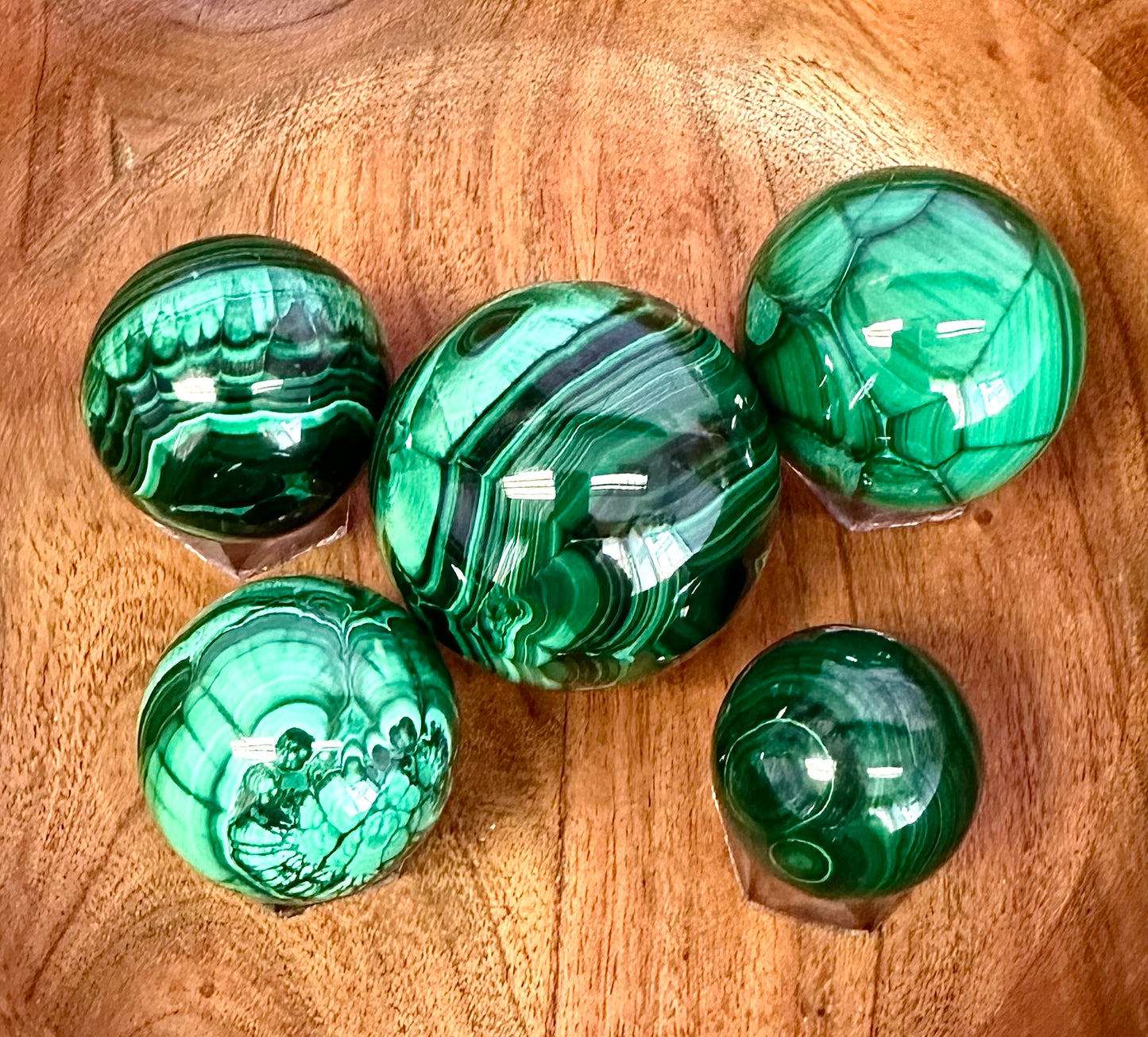 Wholesale 5 PCs Natural Malachite Spheres Crystal Ball Healing Energy