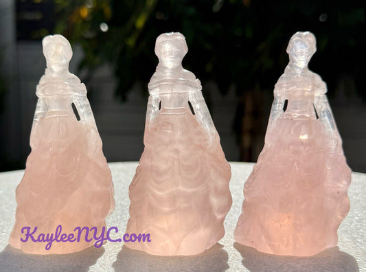 3 PCs Natural Rose Quartz Princess Crystals Healing Energy
