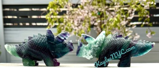 2 PCs Natural Fluorite Triceratops Dinosaur Crystals Healing Energy