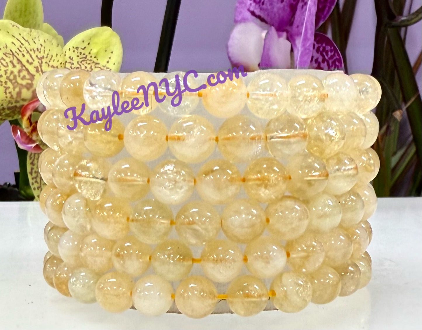 Wholesale 6 Pcs Citrine 8mm 7.5” Crystal Healing Stretch Bracelet