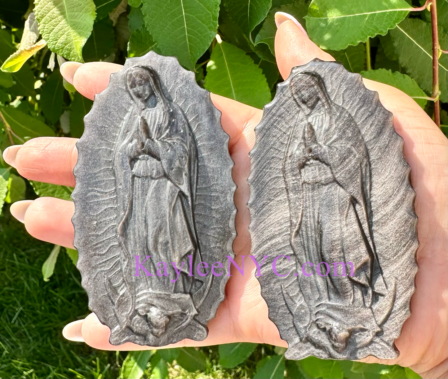 3 PCs ~10cm Natural Silver Sheen Obsidian Virgin Mary Crystals Healing Energy