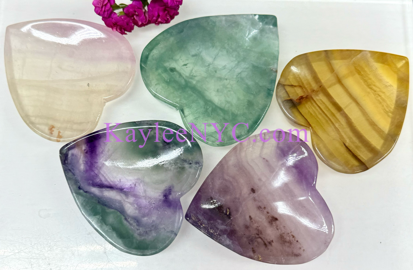 Wholesale Lot 1 lb Natural Fluorite Heart Bowls Crystal Healing Energy