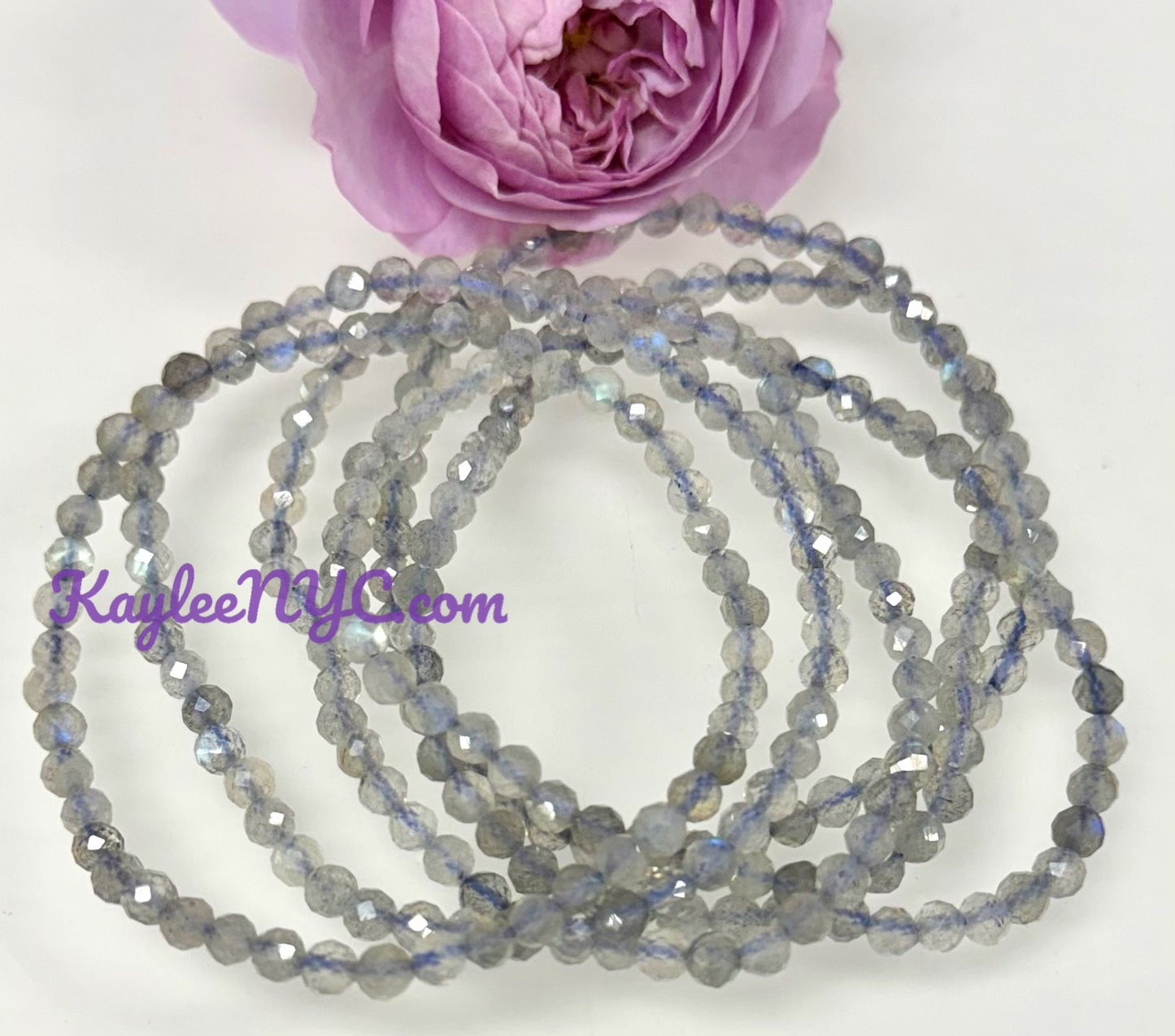 Wholesale Lot 6 Pcs Natural Faceted Labradorite 4mm 7.5” Crystal Healing Stretch Bracelet