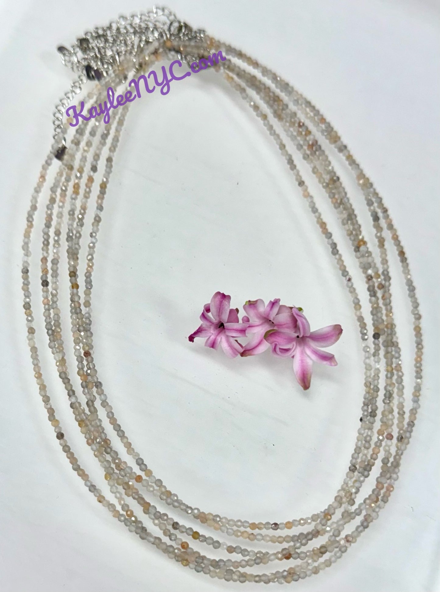 6 PCs 2mm Natural Mix Moonstone Necklaces