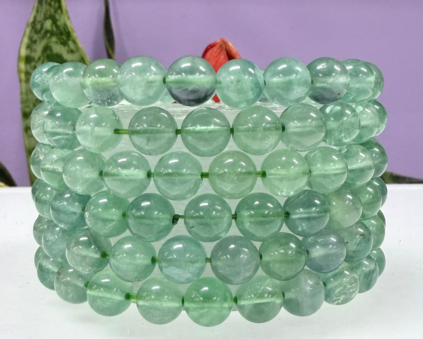 Wholesale 6 Pcs Natural Green Fluorite 8mm 7.5” Crystal Healing Stretch Bracelet